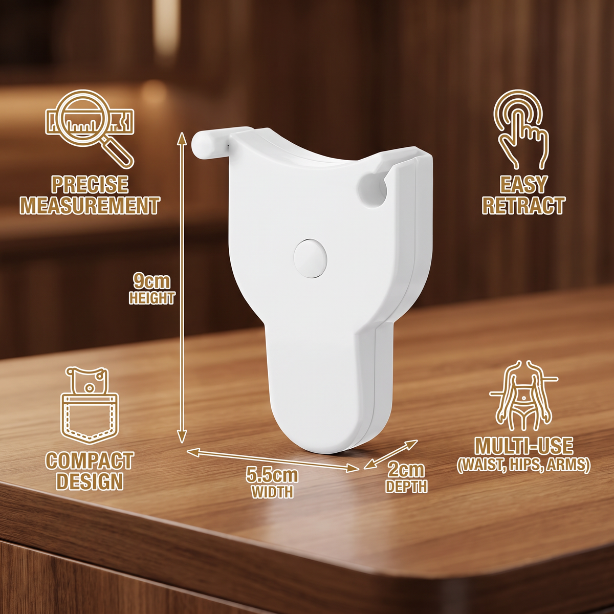 Retractable 3D Body Measuring Tape for Waist, Hips, Bust & Arms