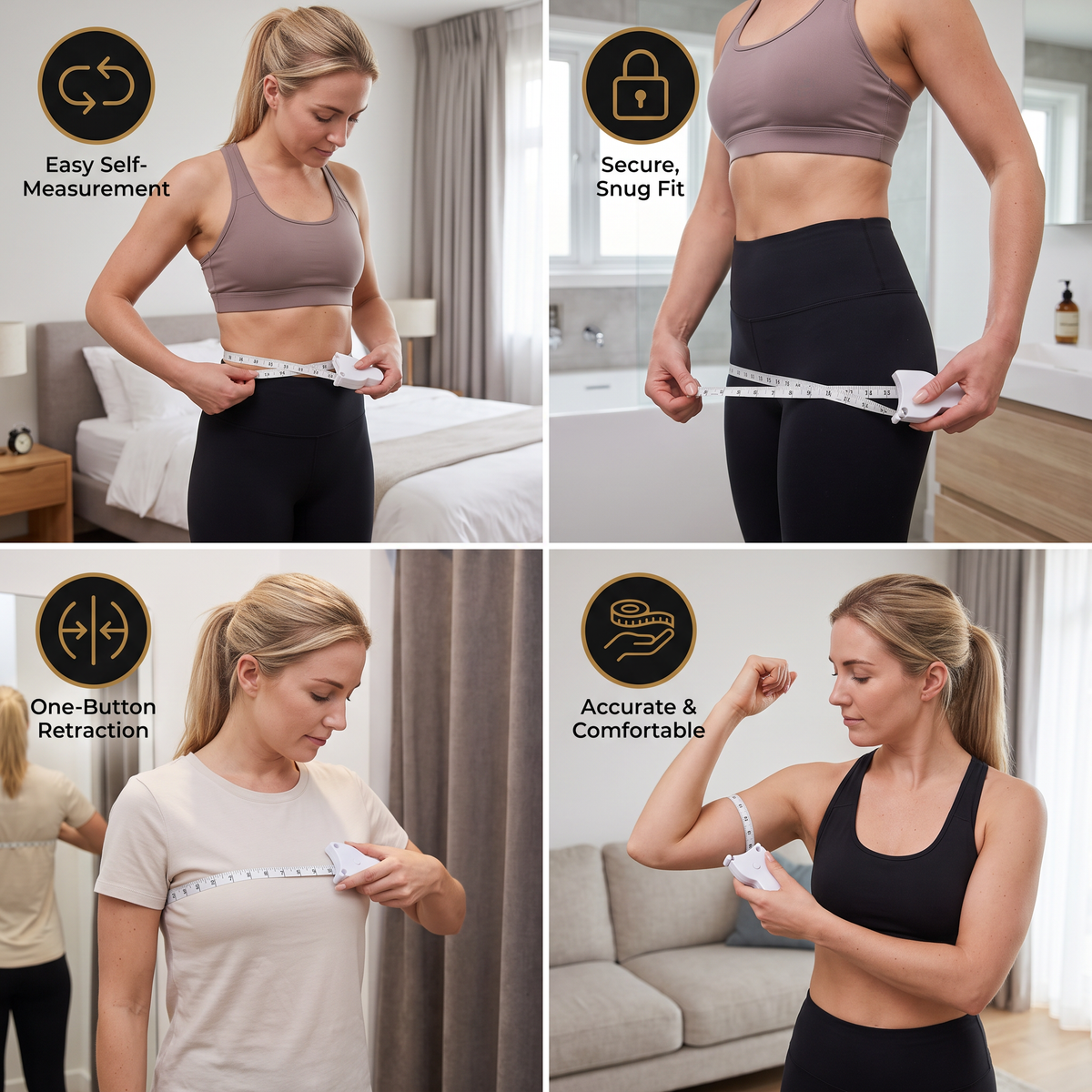 Retractable 3D Body Measuring Tape for Waist, Hips, Bust & Arms