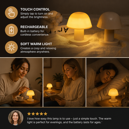 Mini Rechargeable LED Mushroom Table Lamp with Touch Control