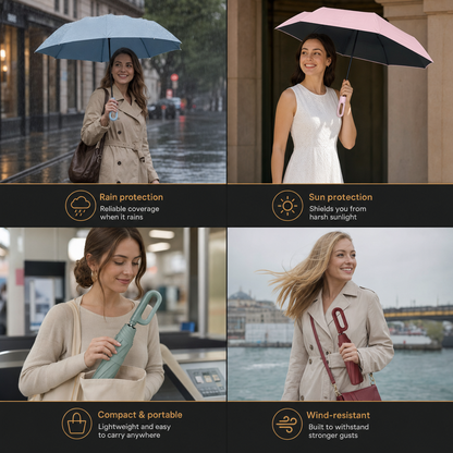 Premium Automatic Folding Umbrella for Sun & Rain – Compact & Windproof