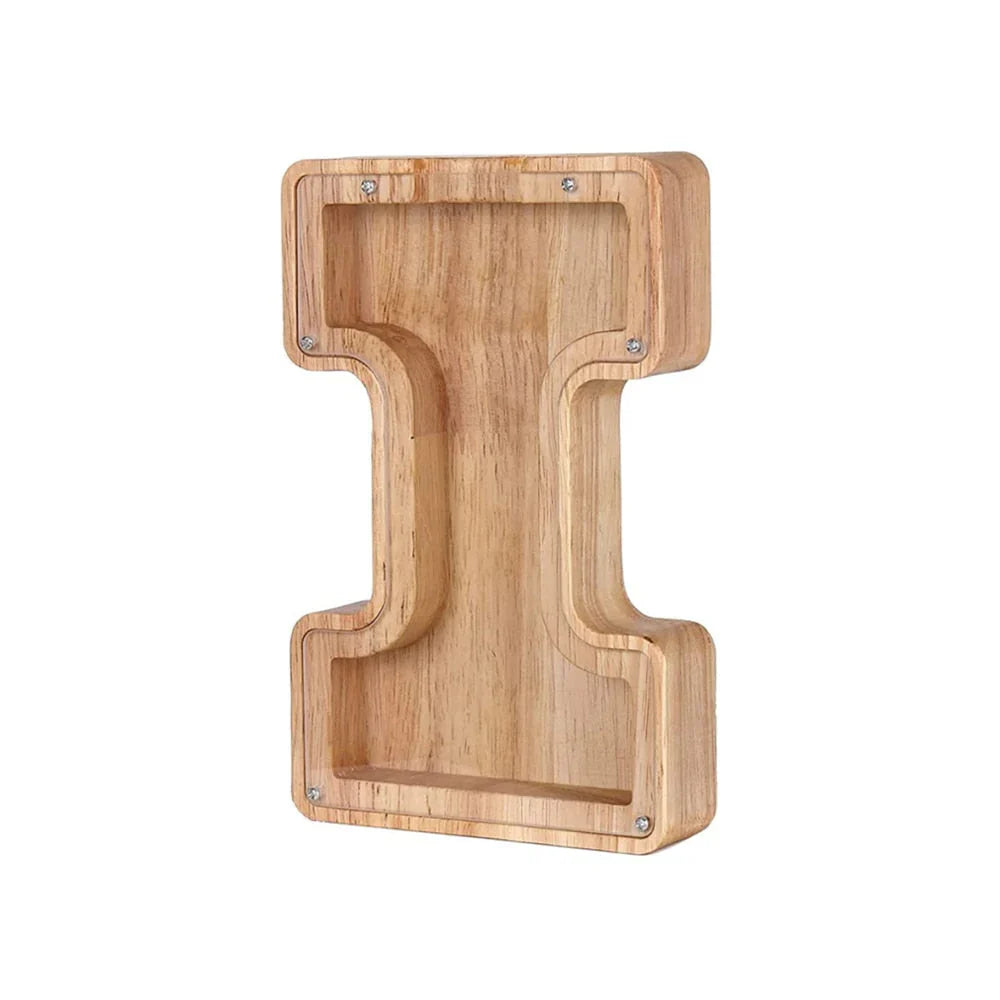 Stylish Wooden Alphabet Piggy Bank with Transparent Window for Easy Viewing