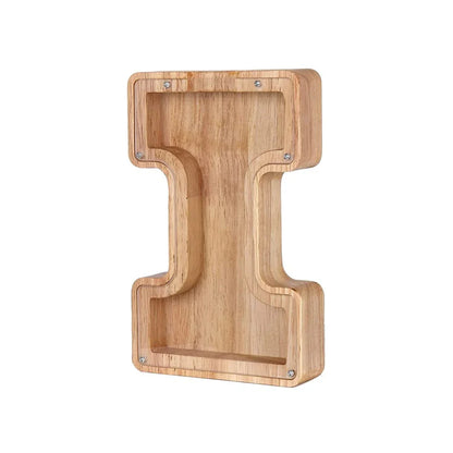 Stylish Wooden Alphabet Piggy Bank with Transparent Window for Easy Viewing