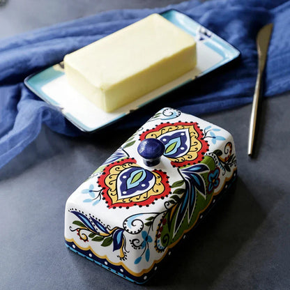 Tuscan Style Butter Keeper – Hand-Painted Ceramic Dish