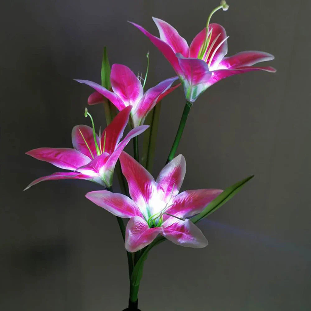 Solar LED Lily Flower Lights – Color-Changing Outdoor Garden Lights with Stake for Landscaping