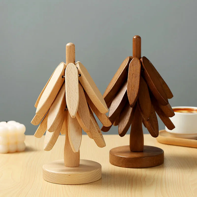 Wooden Tree-Inspired Coaster Set