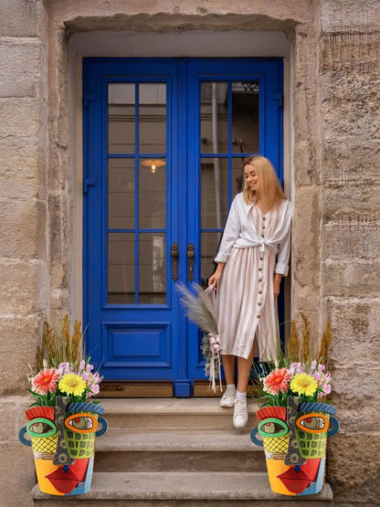 Vibrant Face Planter – Unique Decorative Pot for Home and Garden