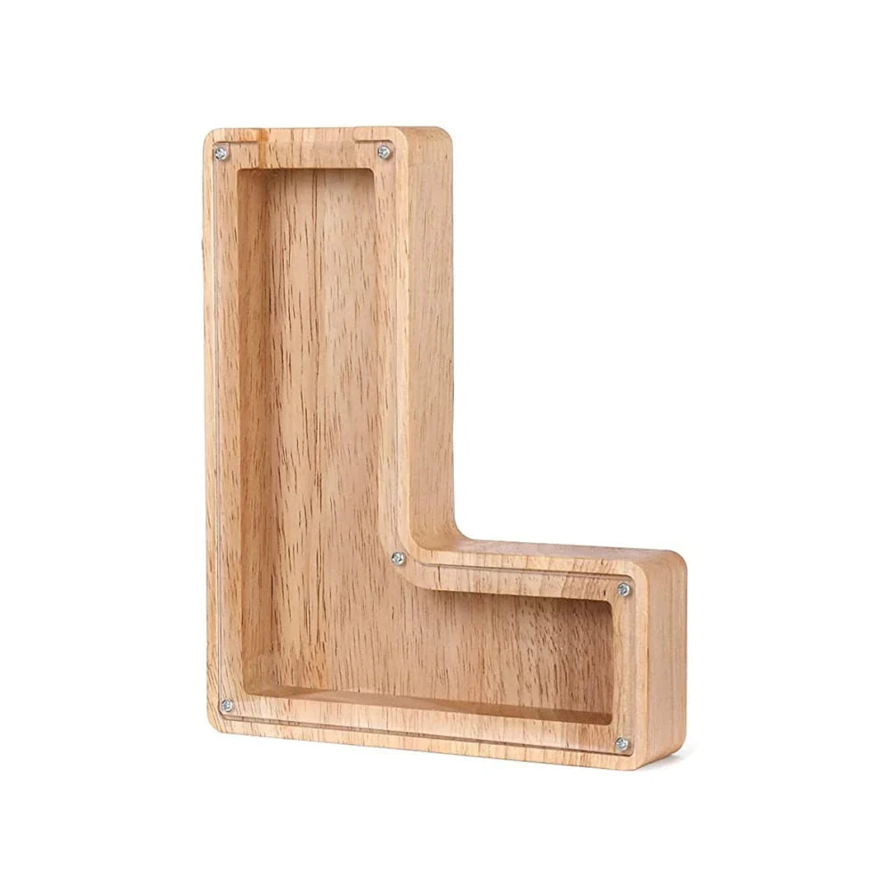 Stylish Wooden Alphabet Piggy Bank with Transparent Window for Easy Viewing