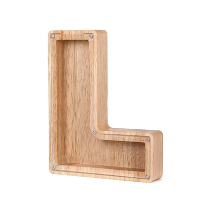 Stylish Wooden Alphabet Piggy Bank with Transparent Window for Easy Viewing