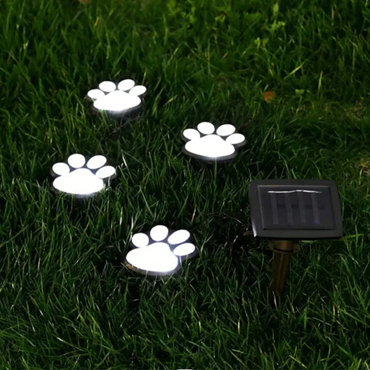 Outdoor Solar LED Lamp – Multicolor Paw Print Design Garden Lighting