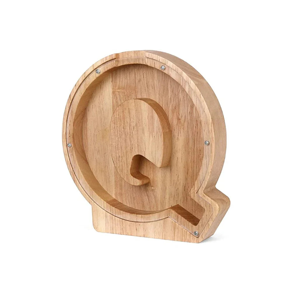 Stylish Wooden Alphabet Piggy Bank with Transparent Window for Easy Viewing