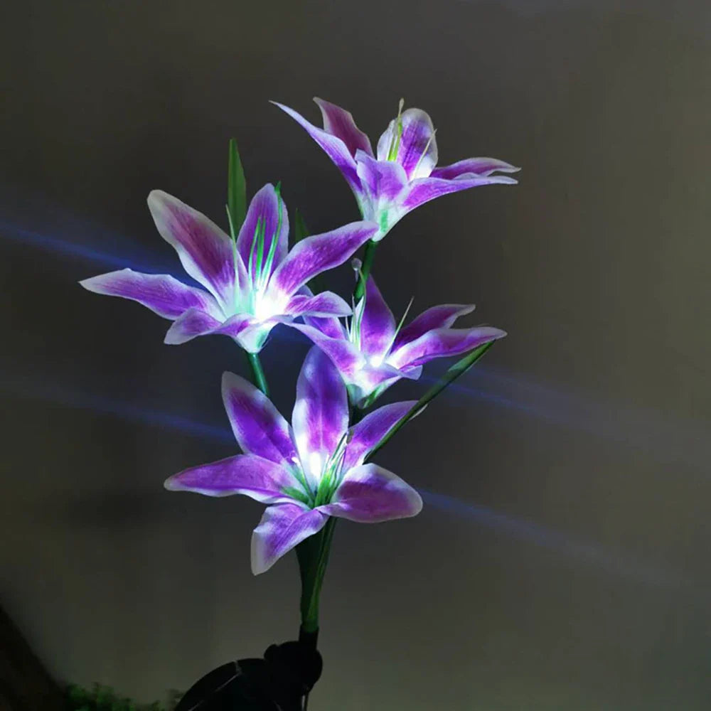 Solar LED Lily Flower Lights – Color-Changing Outdoor Garden Lights with Stake for Landscaping