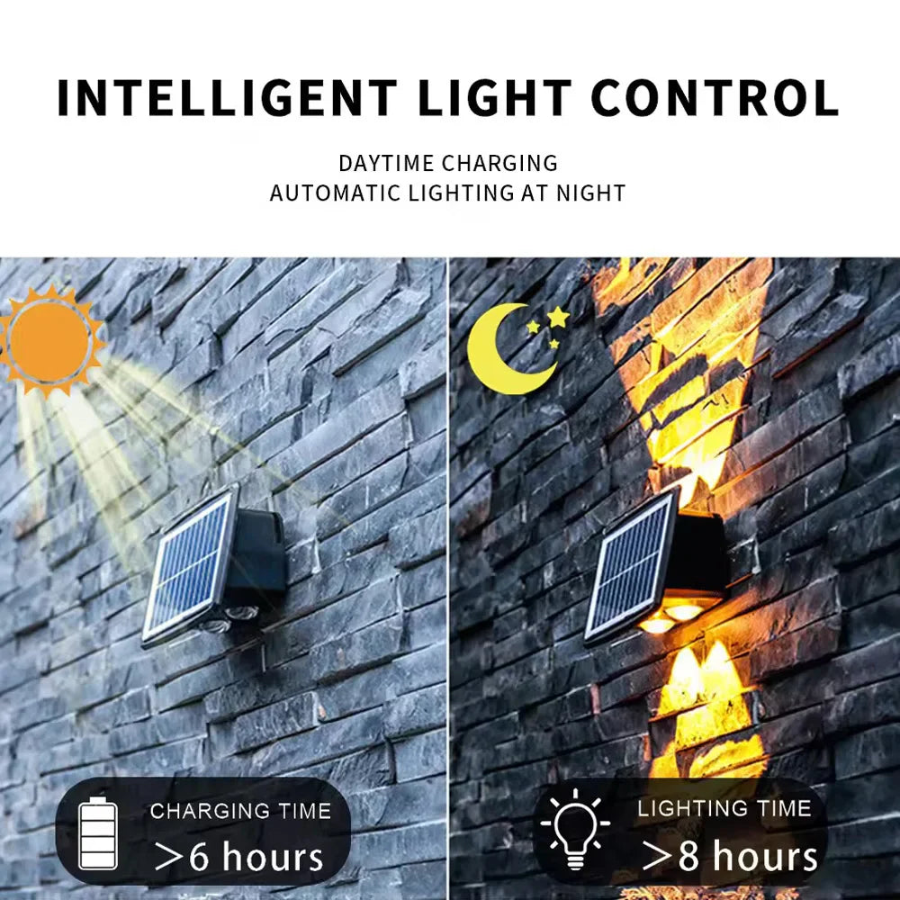 Modern Solar LED Wall Light with Up & Down Lighting Effect – Outdoor Garden and Patio Lighting