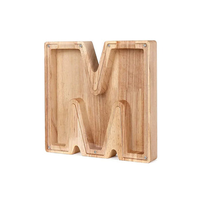 Stylish Wooden Alphabet Piggy Bank with Transparent Window for Easy Viewing