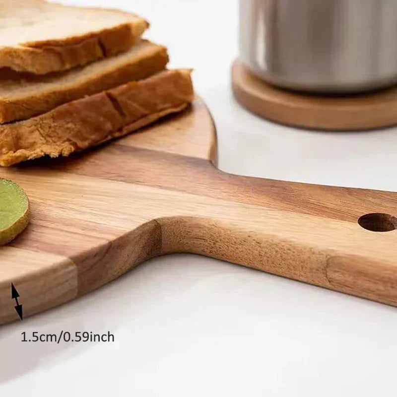 Acacia Wood Pizza Peel and Serving Tray with Handle – Perfect for Baking and Serving