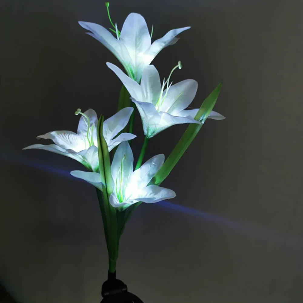 Solar LED Lily Flower Lights – Color-Changing Outdoor Garden Lights with Stake for Landscaping