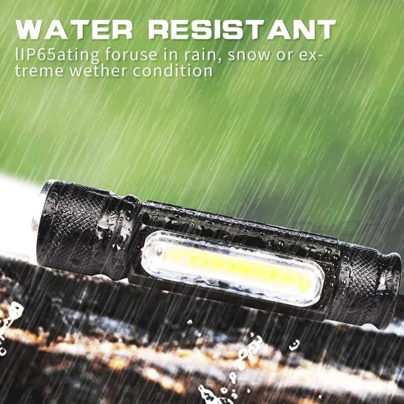 USB Rechargeable LED Flashlight – Magnetic Emergency Light with Strap for Easy Carrying