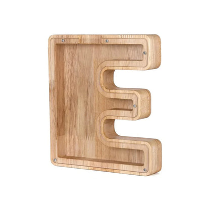 Stylish Wooden Alphabet Piggy Bank with Transparent Window for Easy Viewing