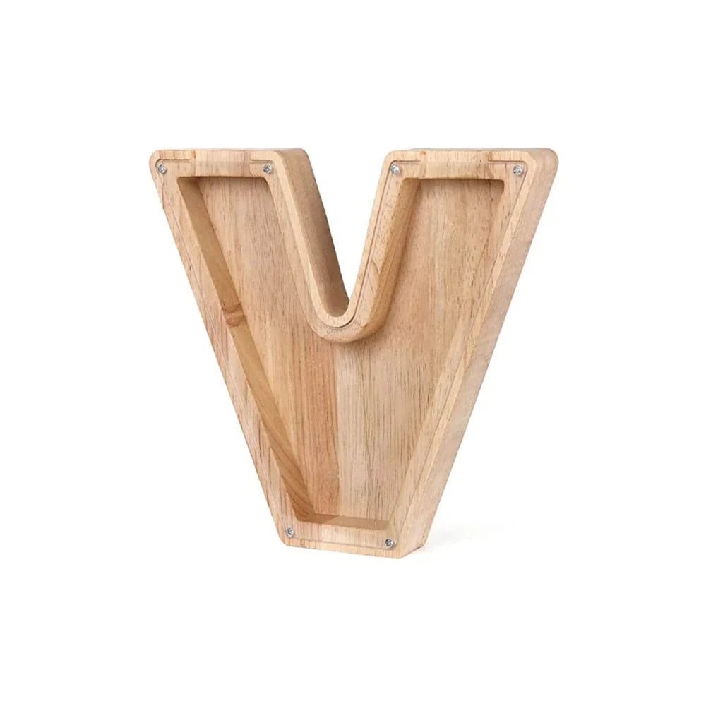 Stylish Wooden Alphabet Piggy Bank with Transparent Window for Easy Viewing