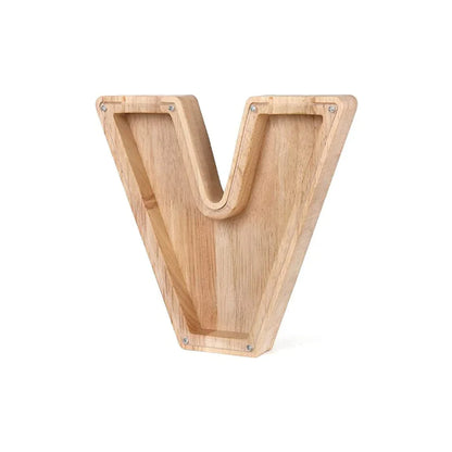 Stylish Wooden Alphabet Piggy Bank with Transparent Window for Easy Viewing