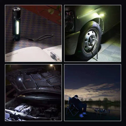 USB Rechargeable LED Flashlight – Magnetic Emergency Light with Strap for Easy Carrying