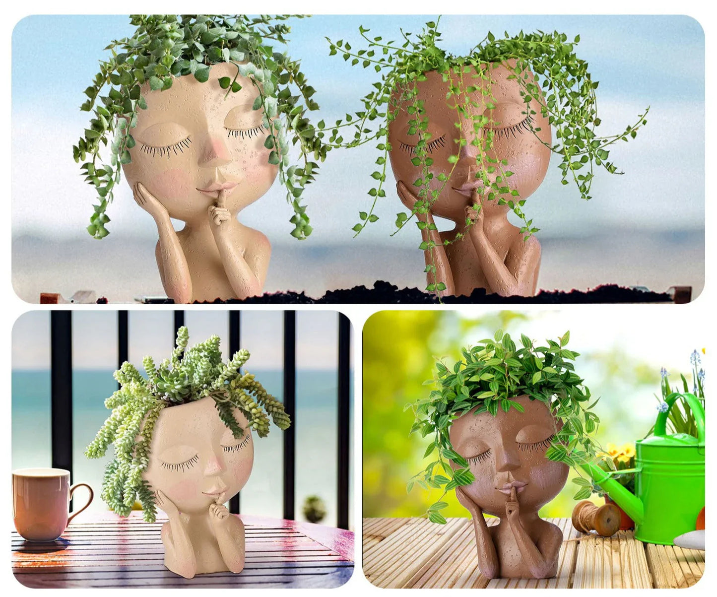 Creative Decorative Flower Pot with Face – Unique Plant Pot for Houseplants and Succulents