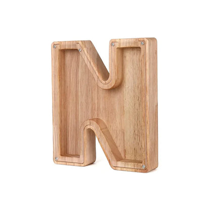 Stylish Wooden Alphabet Piggy Bank with Transparent Window for Easy Viewing