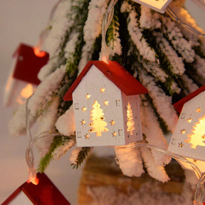 Wooden Christmas Village Houses with LED Lights for Festive Decorations
