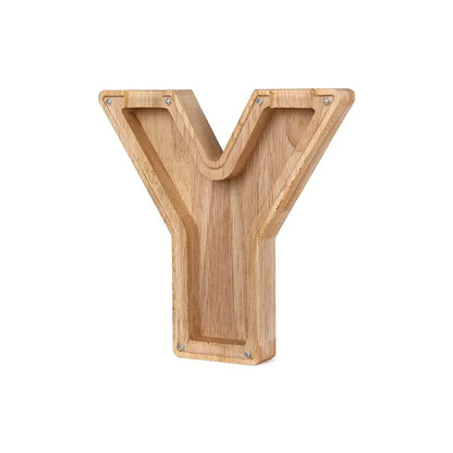 Stylish Wooden Alphabet Piggy Bank with Transparent Window for Easy Viewing