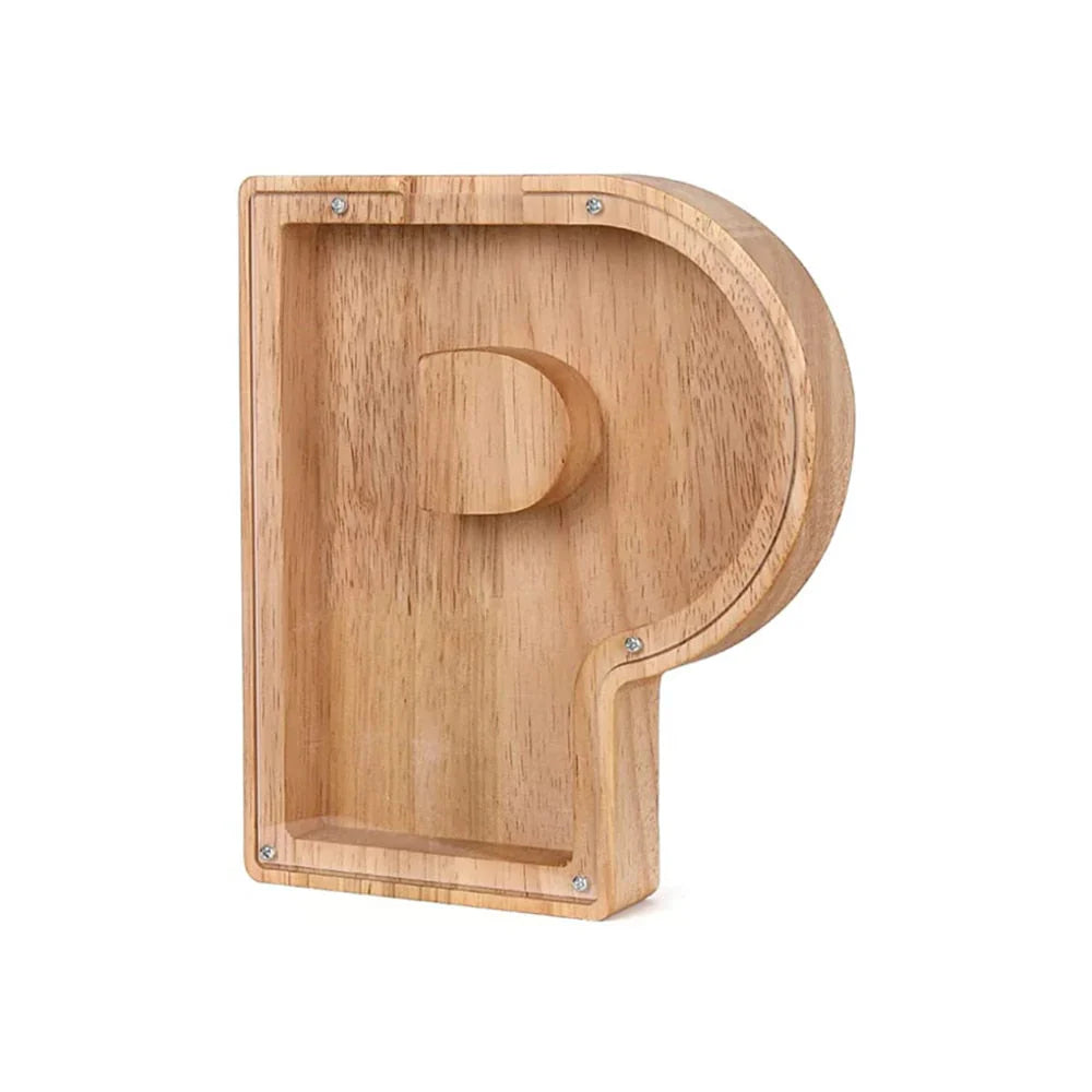 Stylish Wooden Alphabet Piggy Bank with Transparent Window for Easy Viewing