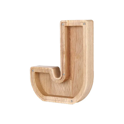 Stylish Wooden Alphabet Piggy Bank with Transparent Window for Easy Viewing