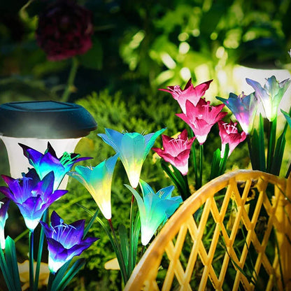 Solar LED Lily Flower Lights – Color-Changing Outdoor Garden Lights with Stake for Landscaping