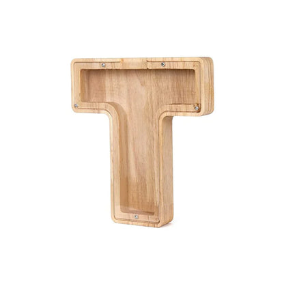 Stylish Wooden Alphabet Piggy Bank with Transparent Window for Easy Viewing