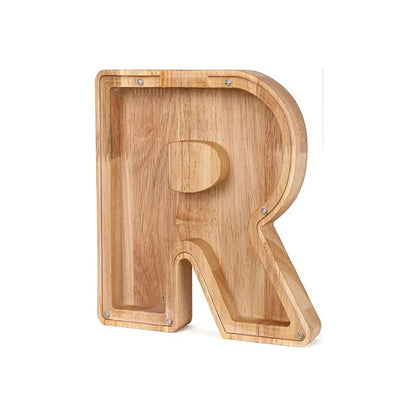 Stylish Wooden Alphabet Piggy Bank with Transparent Window for Easy Viewing