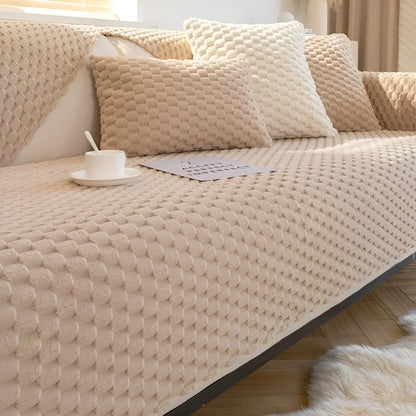 Premium Velvet Sofa Throw With Elegant Textured Pattern
