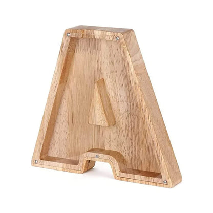 Stylish Wooden Alphabet Piggy Bank with Transparent Window for Easy Viewing