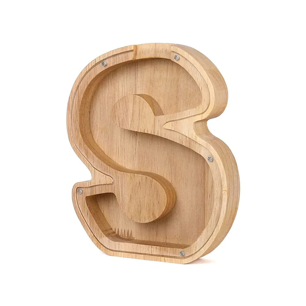 Stylish Wooden Alphabet Piggy Bank with Transparent Window for Easy Viewing