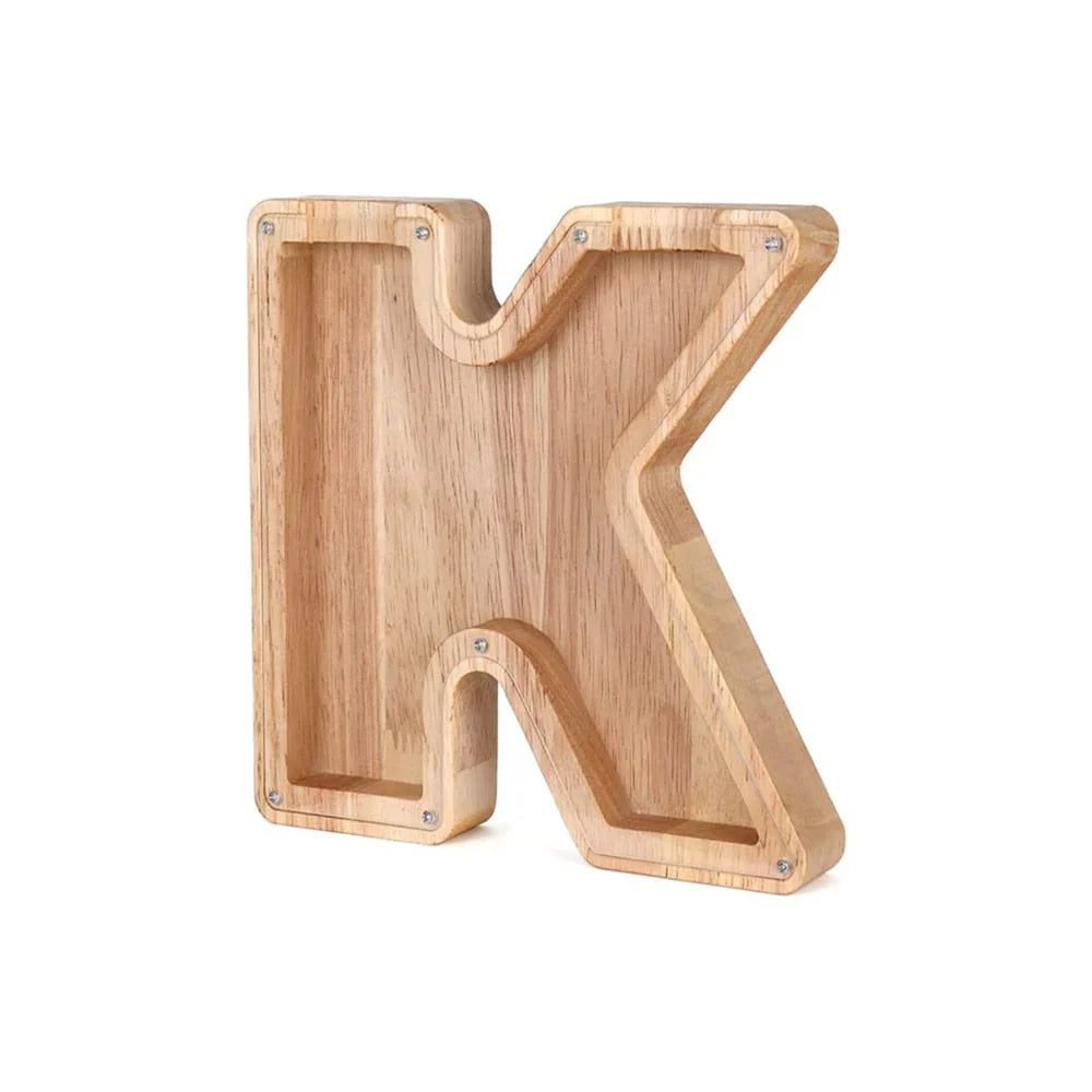 Stylish Wooden Alphabet Piggy Bank with Transparent Window for Easy Viewing