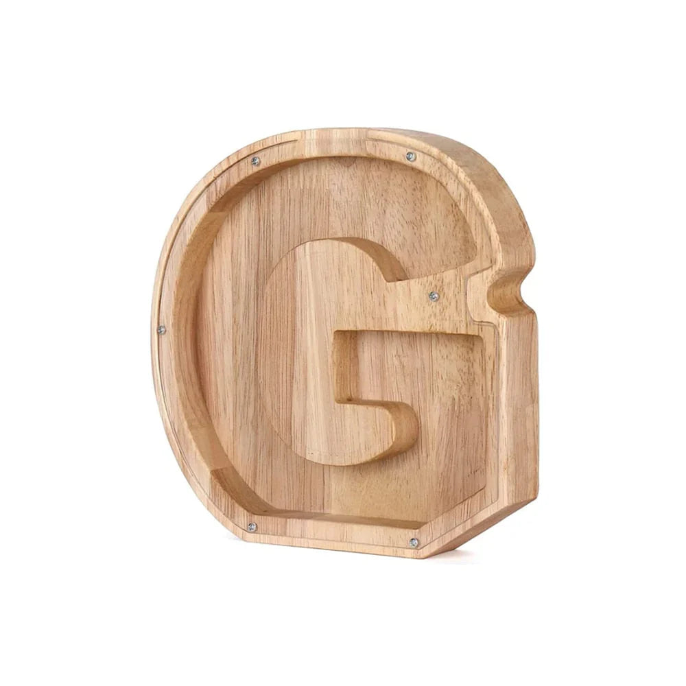 Stylish Wooden Alphabet Piggy Bank with Transparent Window for Easy Viewing