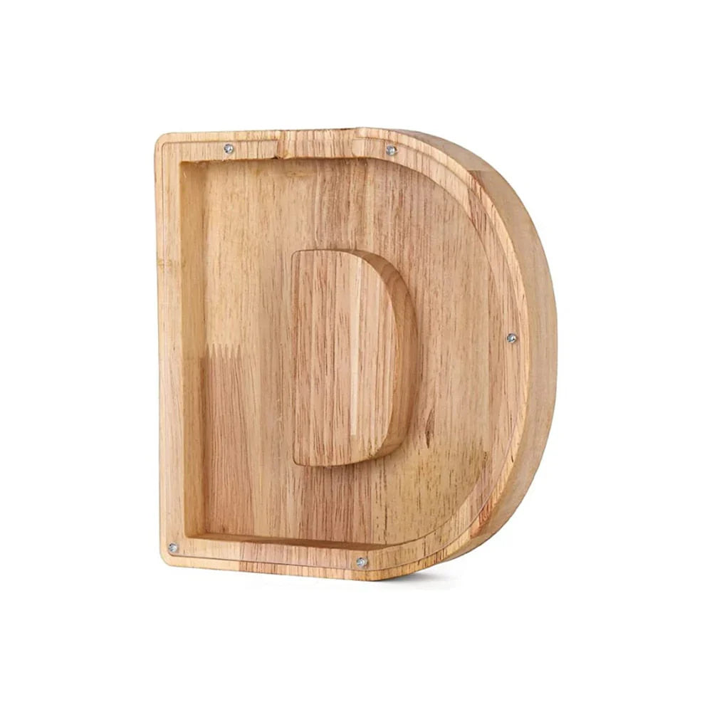 Stylish Wooden Alphabet Piggy Bank with Transparent Window for Easy Viewing