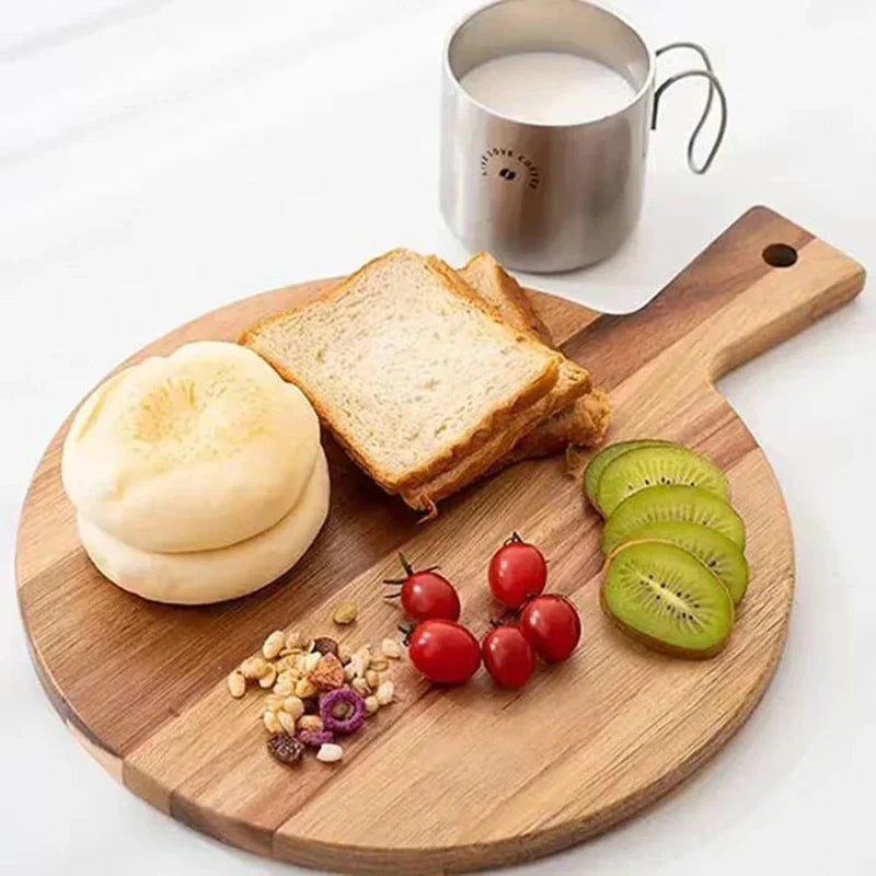 Acacia Wood Pizza Peel and Serving Tray with Handle – Perfect for Baking and Serving