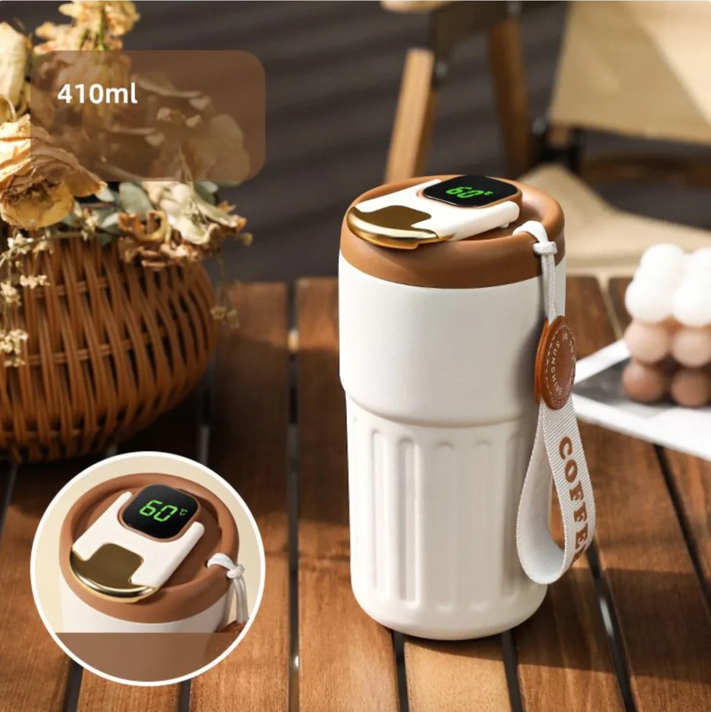 Digital Temperature Display Thermo Mug – 410ml Compact Mug for Hot and Cold Beverages