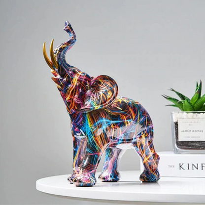 Vibrant Abstract Elephant Figurine