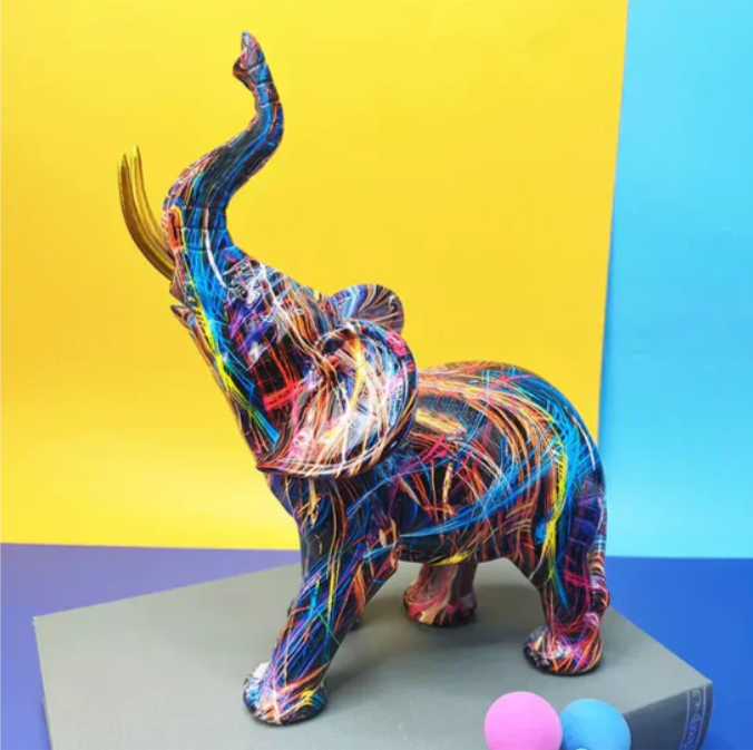 Vibrant Abstract Elephant Figurine