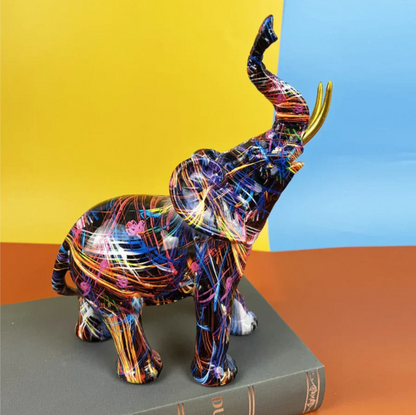 Vibrant Abstract Elephant Figurine