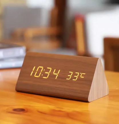Smart Wooden LED Clock With Voice Control