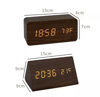 Smart Wooden LED Clock With Voice Control
