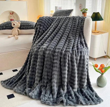 Plush Bubble-Texture Fleece Blanket