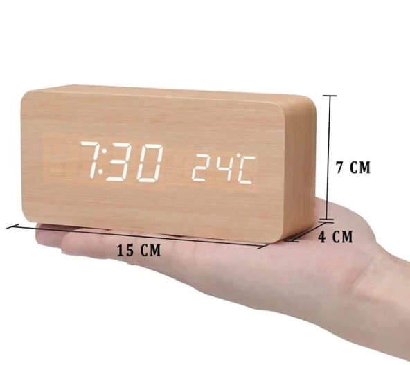 Smart Wooden LED Clock With Voice Control