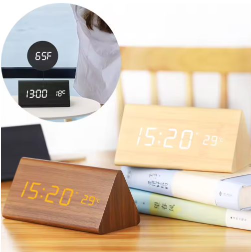 Smart Wooden LED Clock With Voice Control