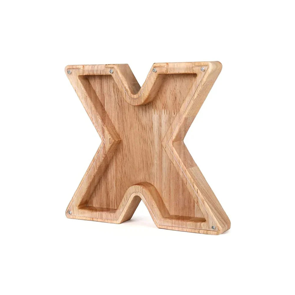 Stylish Wooden Alphabet Piggy Bank with Transparent Window for Easy Viewing
